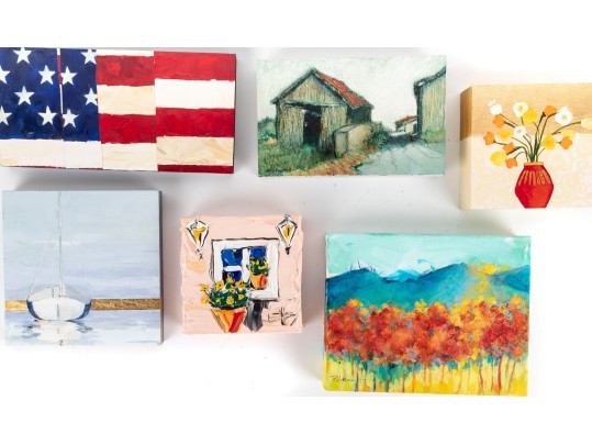 Collection Of Small Paintings On Board And Canvas