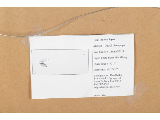 K. Kelly Pencil-Signed Print Of A Snowy Egret