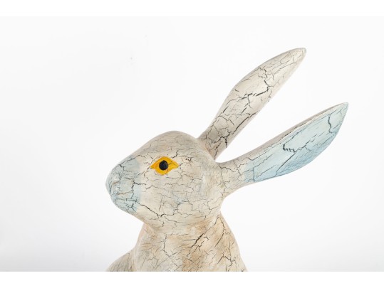 Vintage Hand-Carved Wooden Rabbit Figure