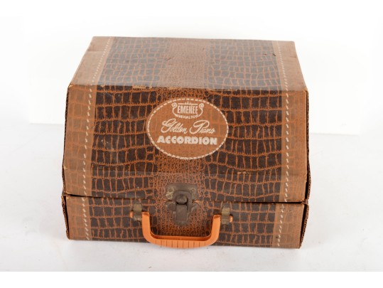 Vintage Emenee Golden Piano Accordion In Case