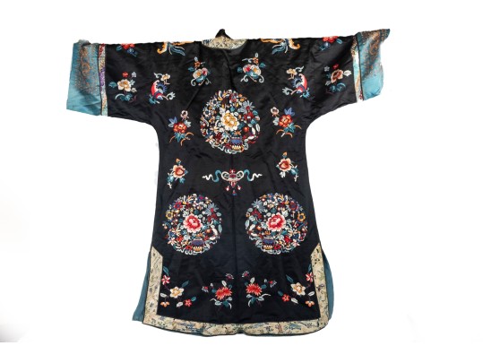 Antique Chinese Embroidered Silk Robe