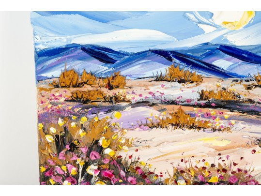 Colorful Desert Wildflowers Palette Knife Oil Painting