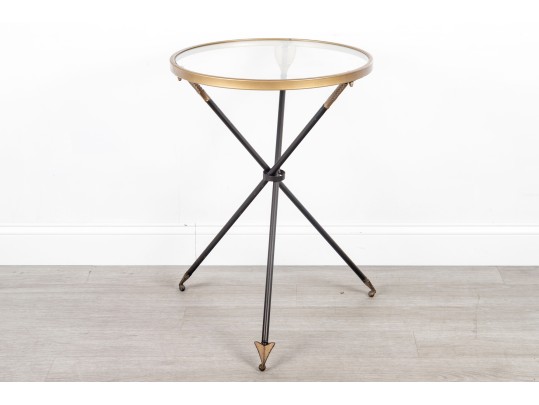 Chic Three Arrow Glass Top Accent Table