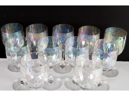 Fostoria Firelight Iridescent Wine Glasses.
