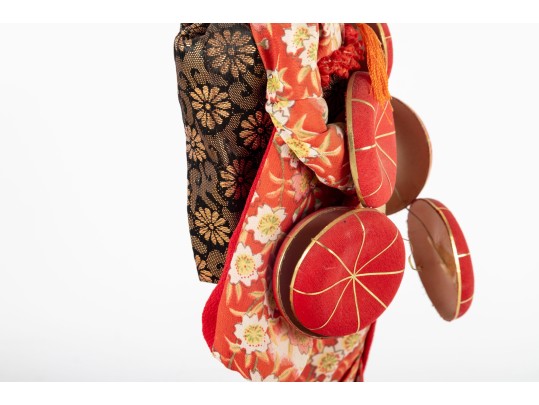 Japanese Geisha Doll In Red Kimono