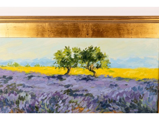 Oil On Canvas Lavender Landscape -- Unsigned