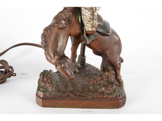 Vintage Cowboy On Bucking Bronco Table Lamp