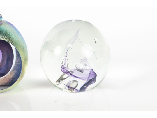 Two Signed Art Glass Weights