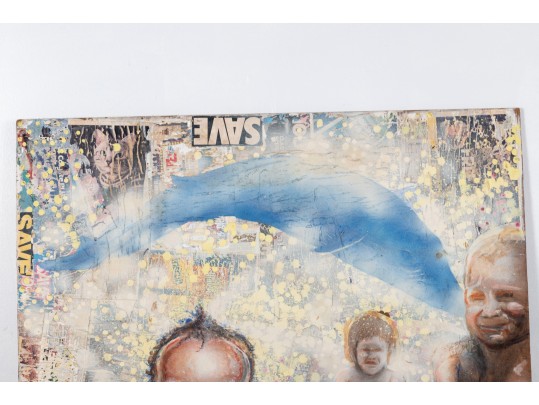 Michael Johnson (American, B. 1938) Large Mixed Media On Board, Collage Of Figures