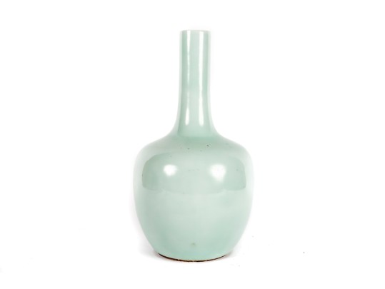 Vintage Chinese Celadon Glaze Porcelain Vase -- Qianlong Mark