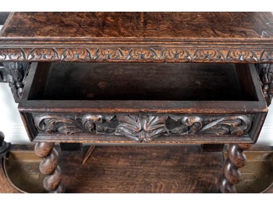 Antique English Renaissance Revival Mirror Hall Tree