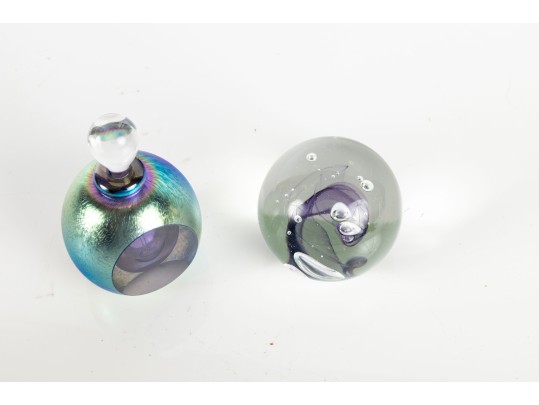 Two Signed Art Glass Weights