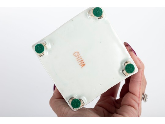 Vintage Famille Rose Chinese Porcelain Tea Caddy