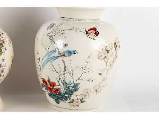 Trio Of Compatible Lidded Baluster Ginger Jars