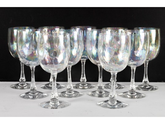 Fostoria Firelight Iridescent Wine Glasses.