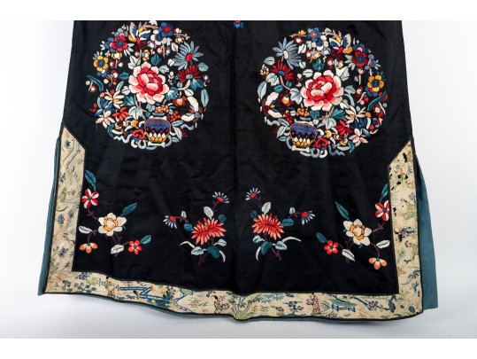 Antique Chinese Embroidered Silk Robe
