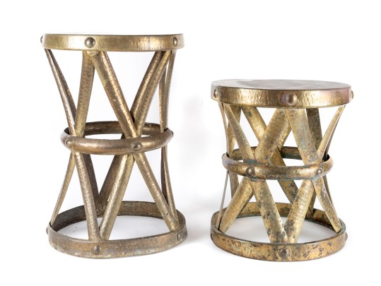 Brass Drum Side Tables