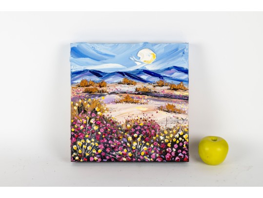 Colorful Desert Wildflowers Palette Knife Oil Painting