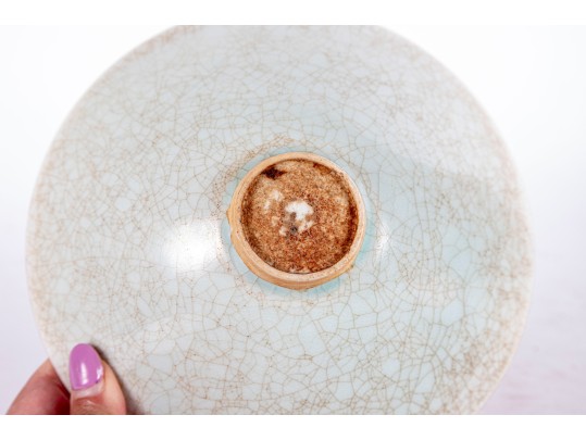 Antique Chinese Guan-Style Celadon Crackle-Glazed Bowl