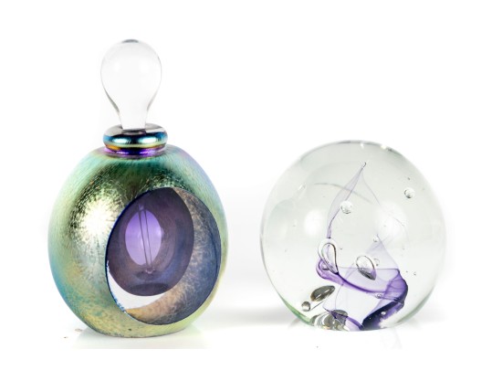 Two Signed Art Glass Weights