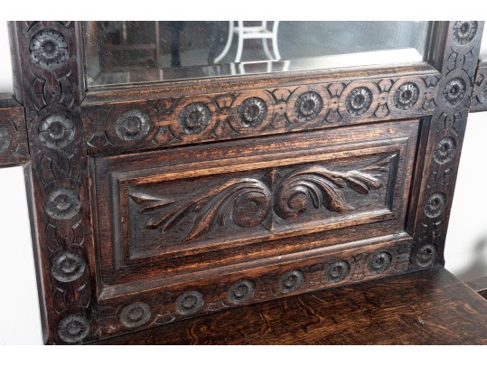 Antique English Renaissance Revival Mirror Hall Tree