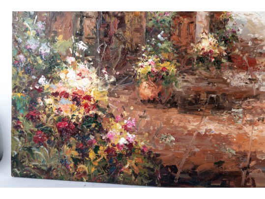 Oil On Canvas Tuscan Village Painting — Signed
