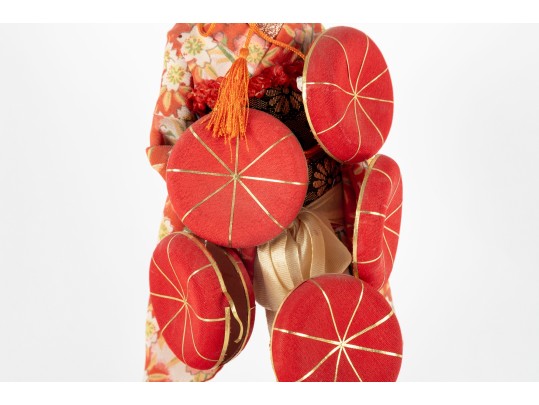 Japanese Geisha Doll In Red Kimono