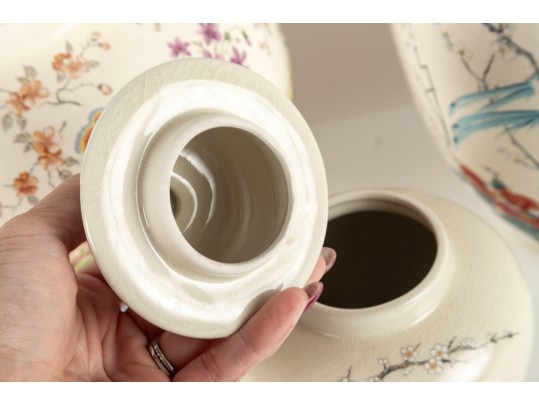 Trio Of Compatible Lidded Baluster Ginger Jars