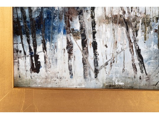 Small Oil On Board Woodlands Painting -- Unsigned