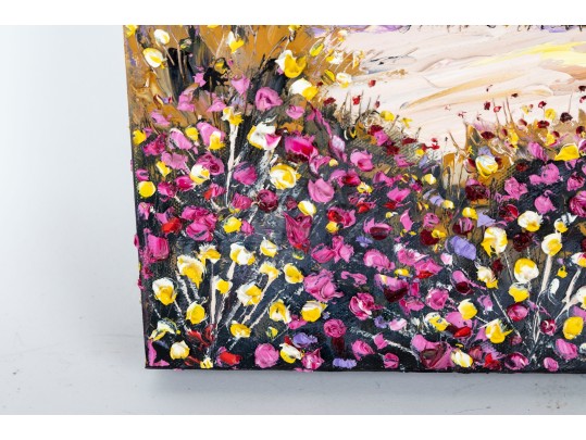 Colorful Desert Wildflowers Palette Knife Oil Painting