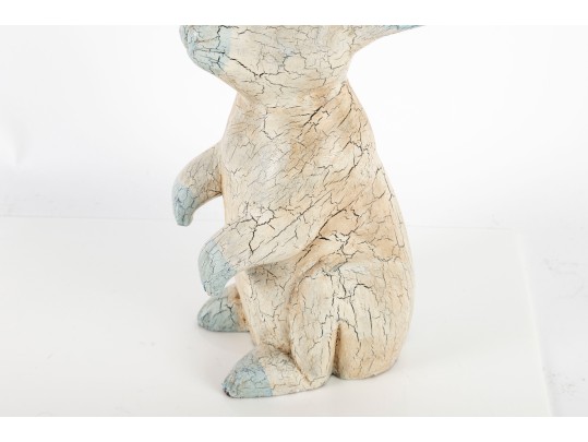 Vintage Hand-Carved Wooden Rabbit Figure