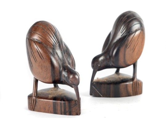 Pair Of Carved Wood Shorebird Bookends