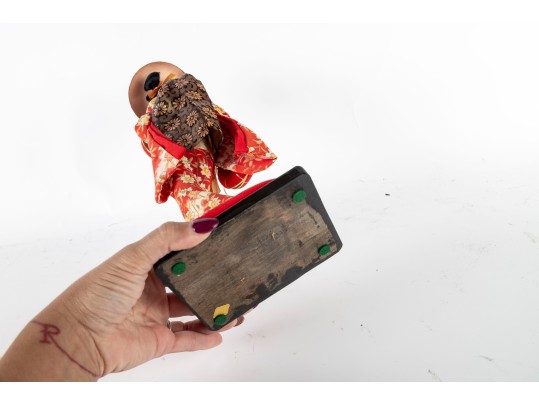 Japanese Geisha Doll In Red Kimono