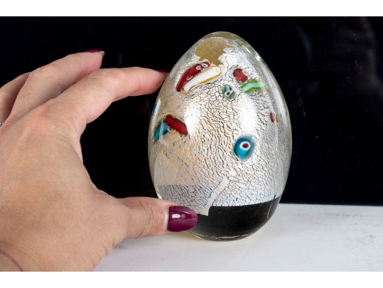 Fun Murano Art Glass Egg Paperweight