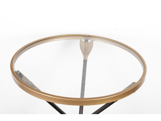 Chic Three Arrow Glass Top Accent Table