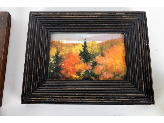 Collection Of Four Small Abstract Painted Landscapes, Some Signed