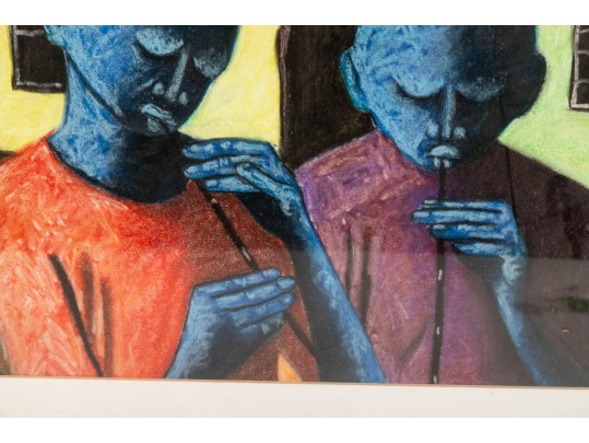 Pat Sithole (South African, B. 1970) Pastel On Paper, Three Musicians, 2007