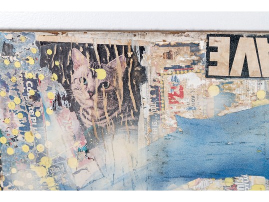 Michael Johnson (American, B. 1938) Large Mixed Media On Board, Collage Of Figures