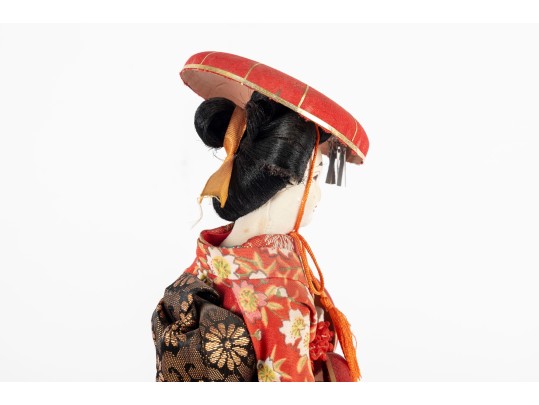 Japanese Geisha Doll In Red Kimono