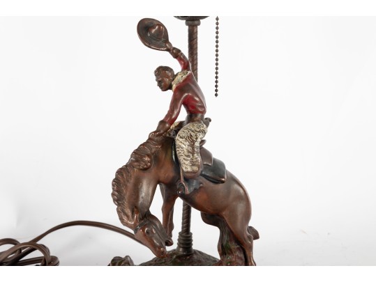 Vintage Cowboy On Bucking Bronco Table Lamp