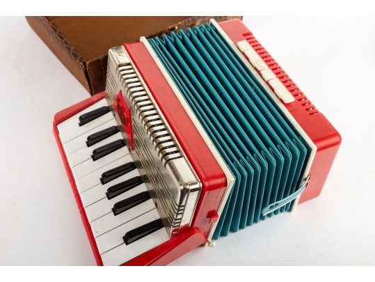 Vintage Emenee Golden Piano Accordion In Case