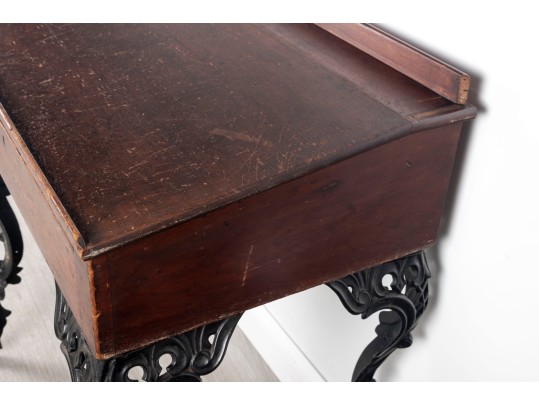 Antique Wood And Cast Iron School Desk