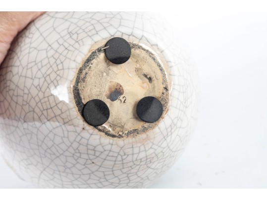 Fun Vintage Majolica Frog And Leaf Crackle Glazed Vase