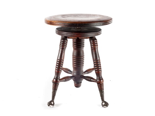 Antique Ball And Claw Piano Stool