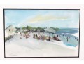 Framed Watercolor Beachside Landscape -- Signed