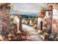Oil On Canvas Tuscan Village Painting — Signed