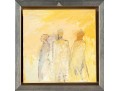 Mary B. Harrington (American, 20th C.) Mixed Media On Board, Three Figures In Yellow
