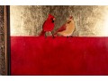 Framed Cardinal Pair Oil On Canvas Painting