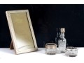 Antique Table Decor Including Silver Lids