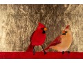 Framed Cardinal Pair Oil On Canvas Painting